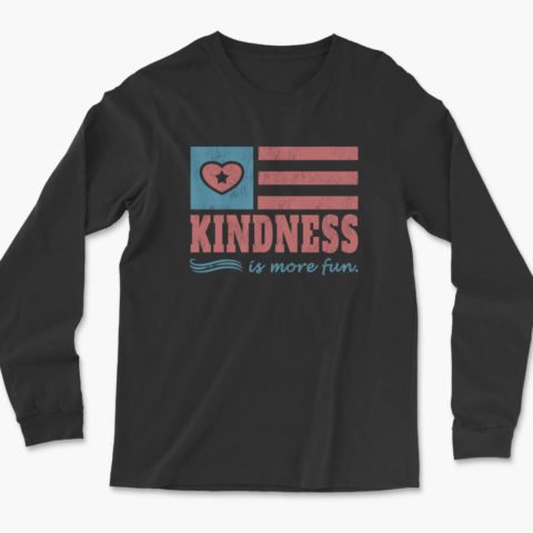 Men's black Kindness is More Fun long sleeve usa t-shirt
