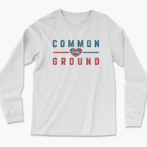 Men's white Find Common Ground long sleeve usa t-shirt
