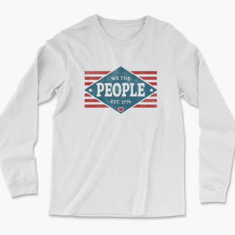 Men's white We The People, Est. 1776 long sleeve patriotic usa t-shirt