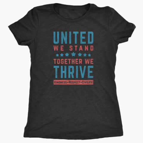 Women's United We Stand, Together We Thrive vintage black usa t-shirt
