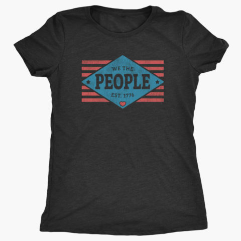 women's vintage black We The People - Est. 1776 patriotic usa t-shirt
