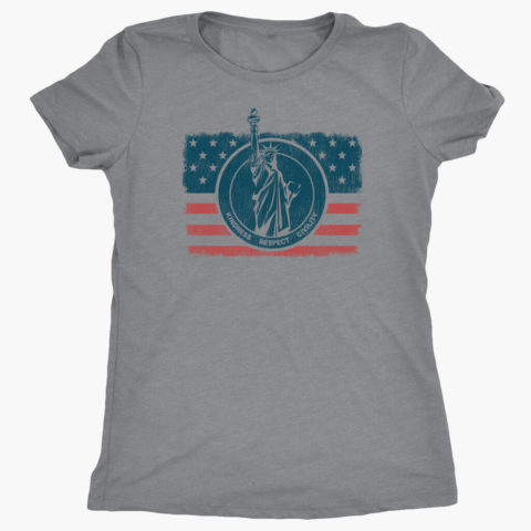 Women's Lady Liberty heather gray patriotic usa t-shirt