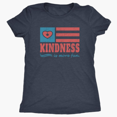 Women's Kindness is More Fun vintage navy usa t-shirt