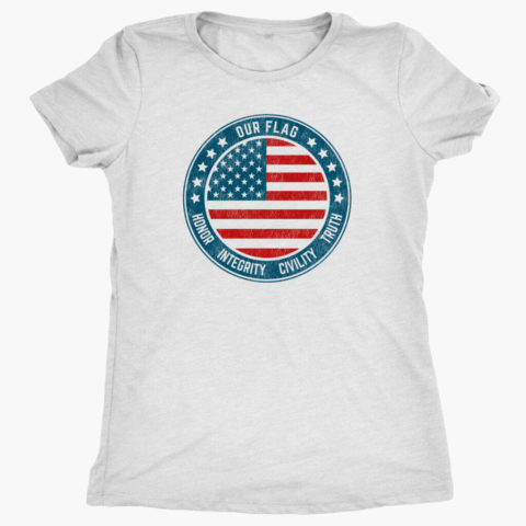Women's Our Flag heather white patriotic t-shirt