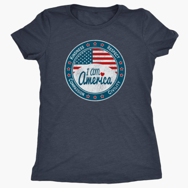 Women's I Am America vintage navy patriotic t-shirt