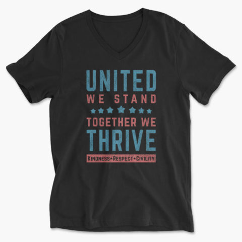Men's black United We Stand, Together We Thrive v-neck t-shirt