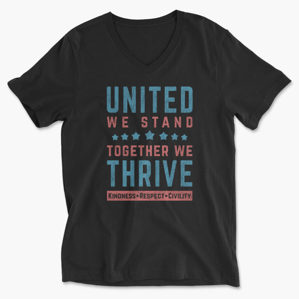 United We Stand - Together We Thrive Unisex V-Neck Tee