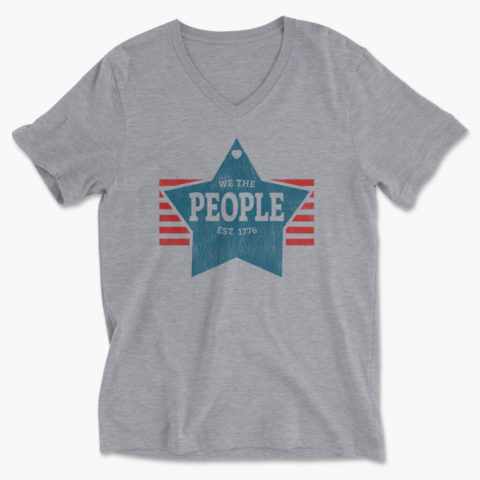 Men's heather gray We The People Est. 1776 Star v-neck t-shirt