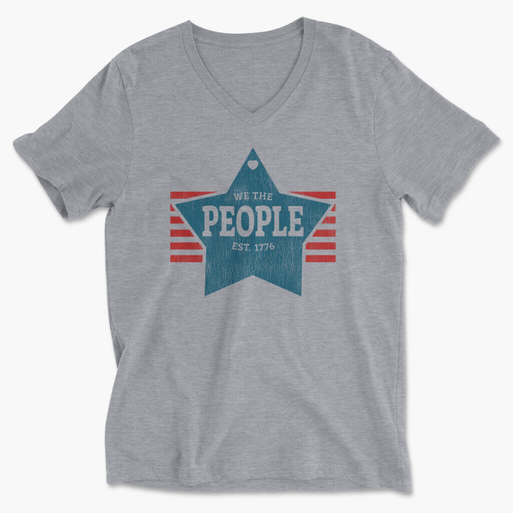 We The People - Est. 1776 - Star Unisex V-Neck Patriotic T-Shirt