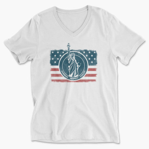 Men's white lady liberty v-neck patriotic t-shirt