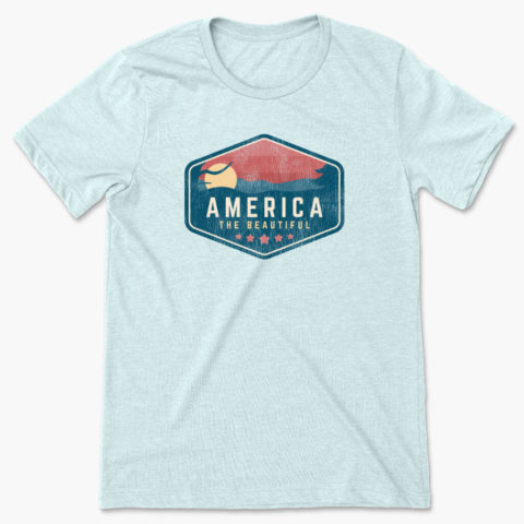 men's heather light blue america the beautiful badge usa t-shirt