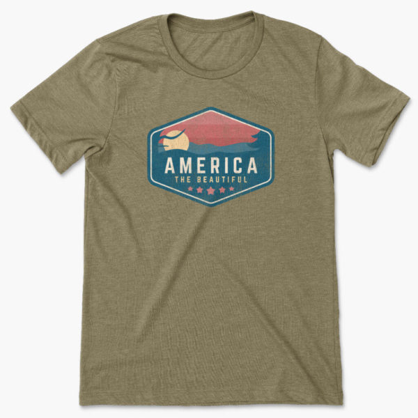 men's heather olive america the beautiful badge t-shirt