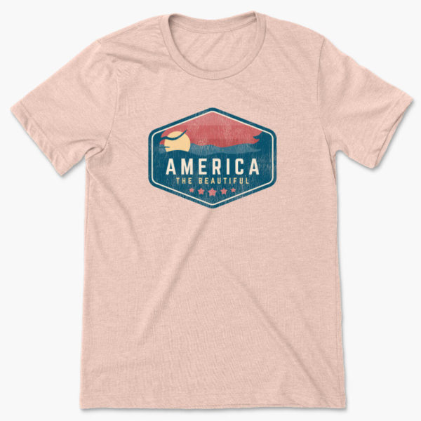 men's heather peach america the beautiful badge usa t-shirt
