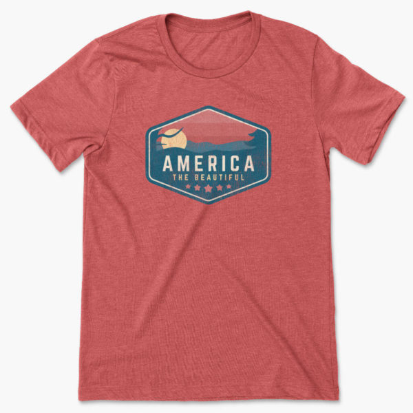 men's heather red america the beautiful badge t-shirt