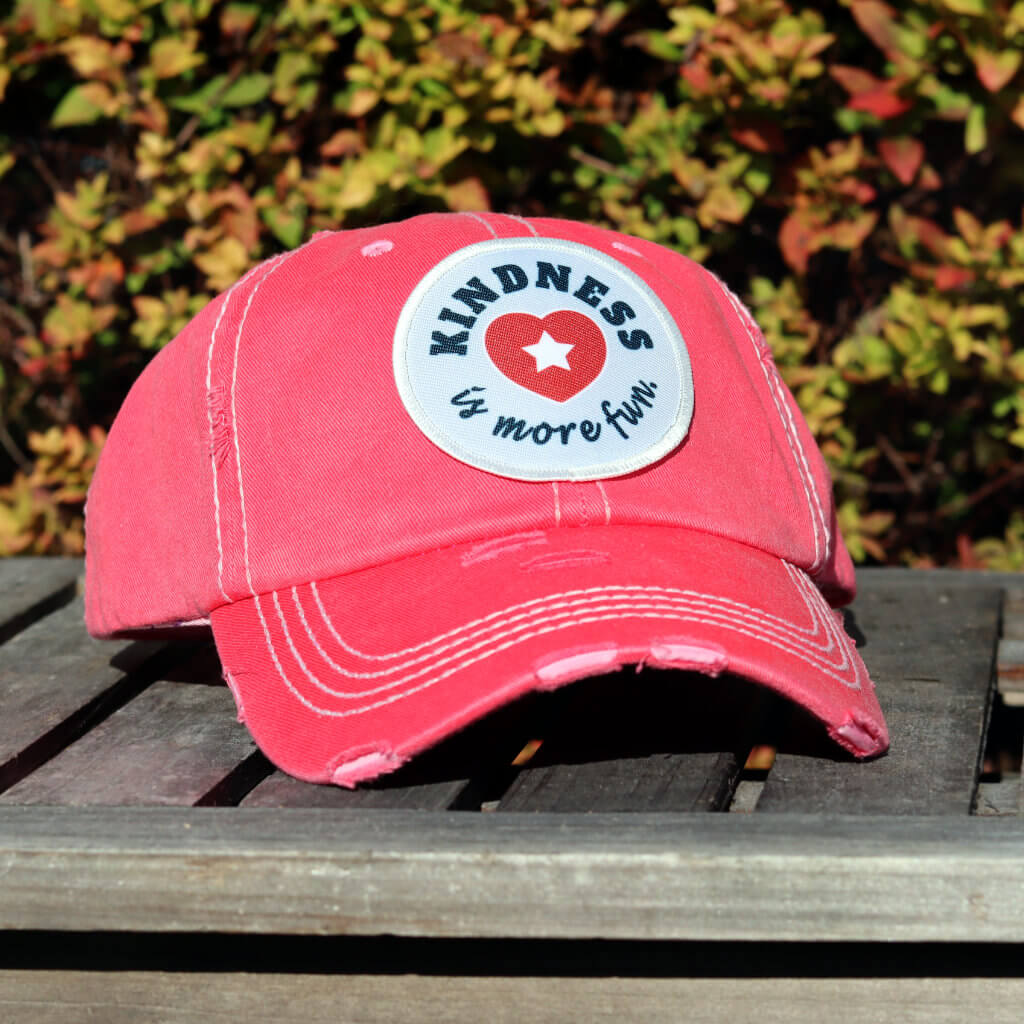 Kindness is More Fun Vintage Baseball Hat - Nantucket Red