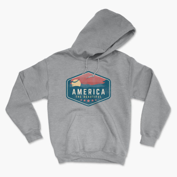 America the Beautiful heather gray soft warm hoodie