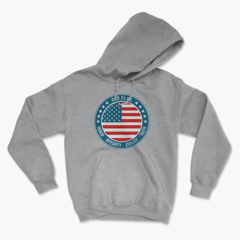 Our Flag heather gray soft warm patriotic hoodie