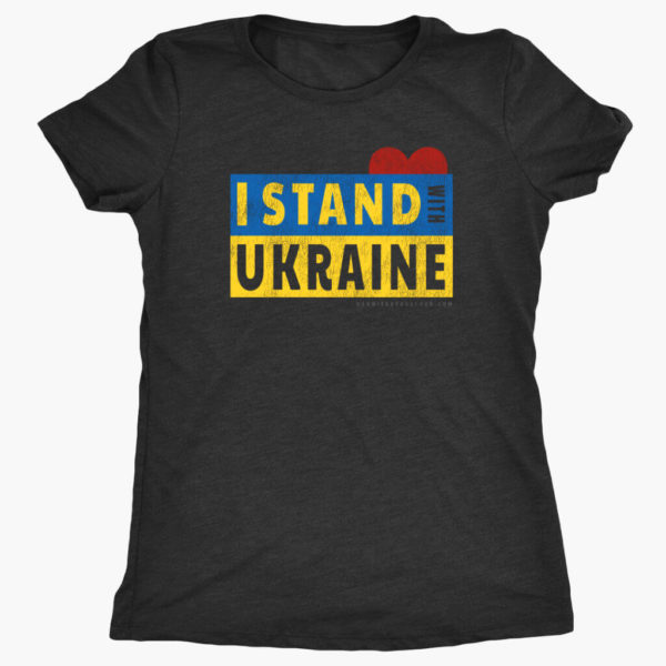 I stand with Ukraine T-Shirt Women's Heather Black Tee