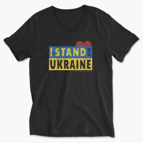 I stand with Ukraine V-Neck T-Shirt Black
