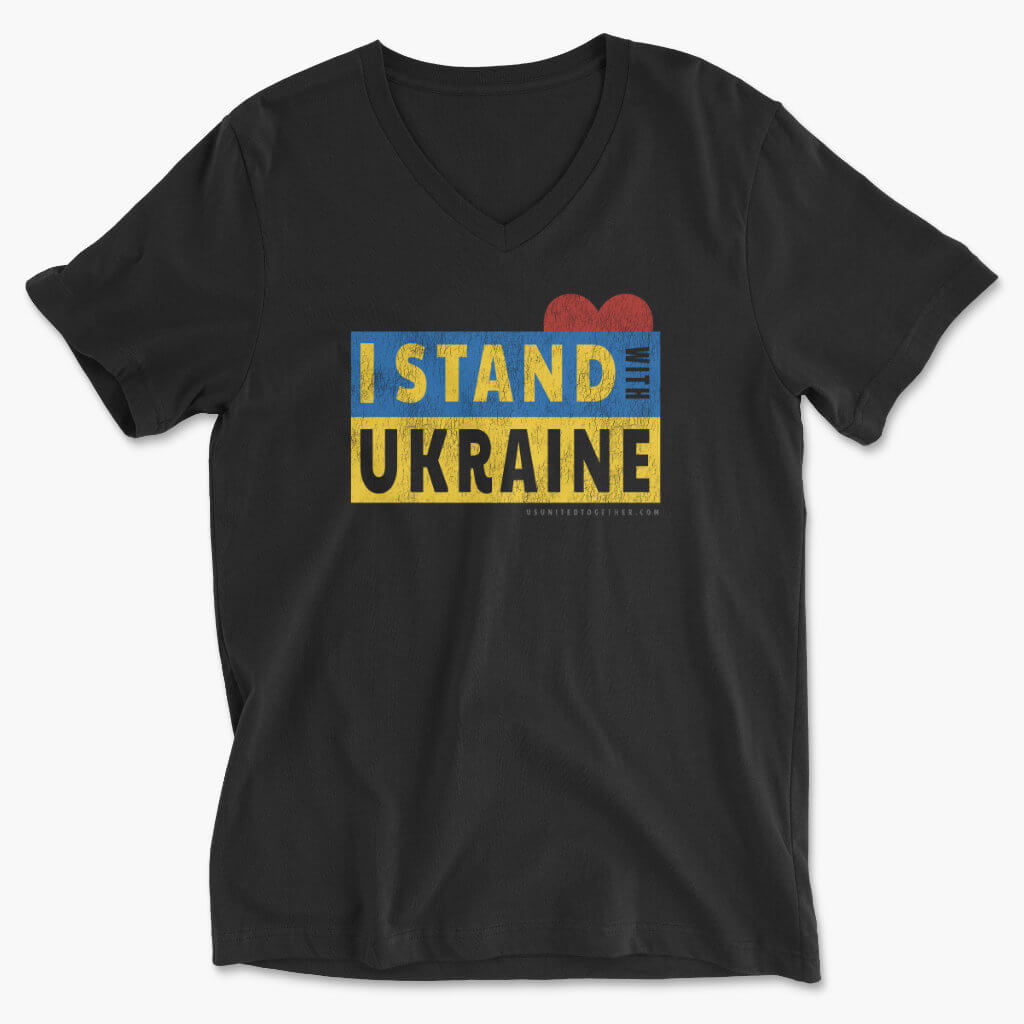 I Stand with Ukraine V-Neck Tee (Men's/Unisex)