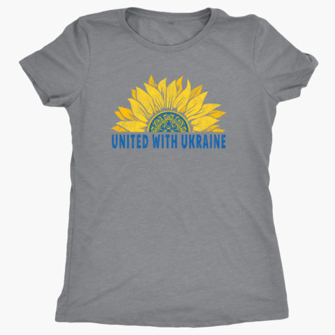 Ukraine Sunflower T-Shirt - United With Ukraine women's heather gray tee