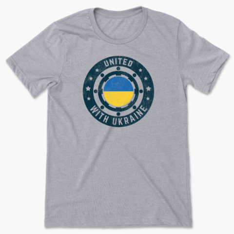 United with Ukraine T-Shirt men's Emblem Heather Gray Tee
