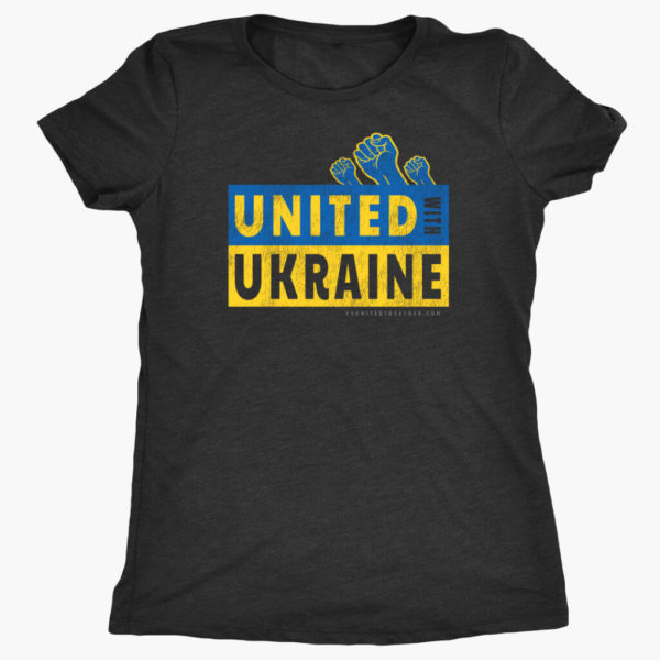 United with Ukraine T-Shirt Women's Heather Black Tee