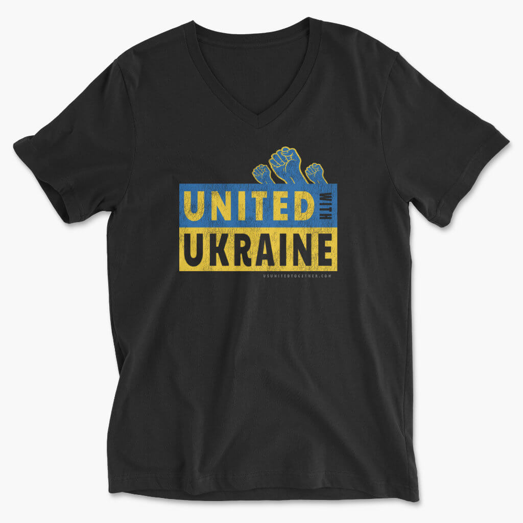 United with Ukraine V-Neck Tee (Men's/Unisex)