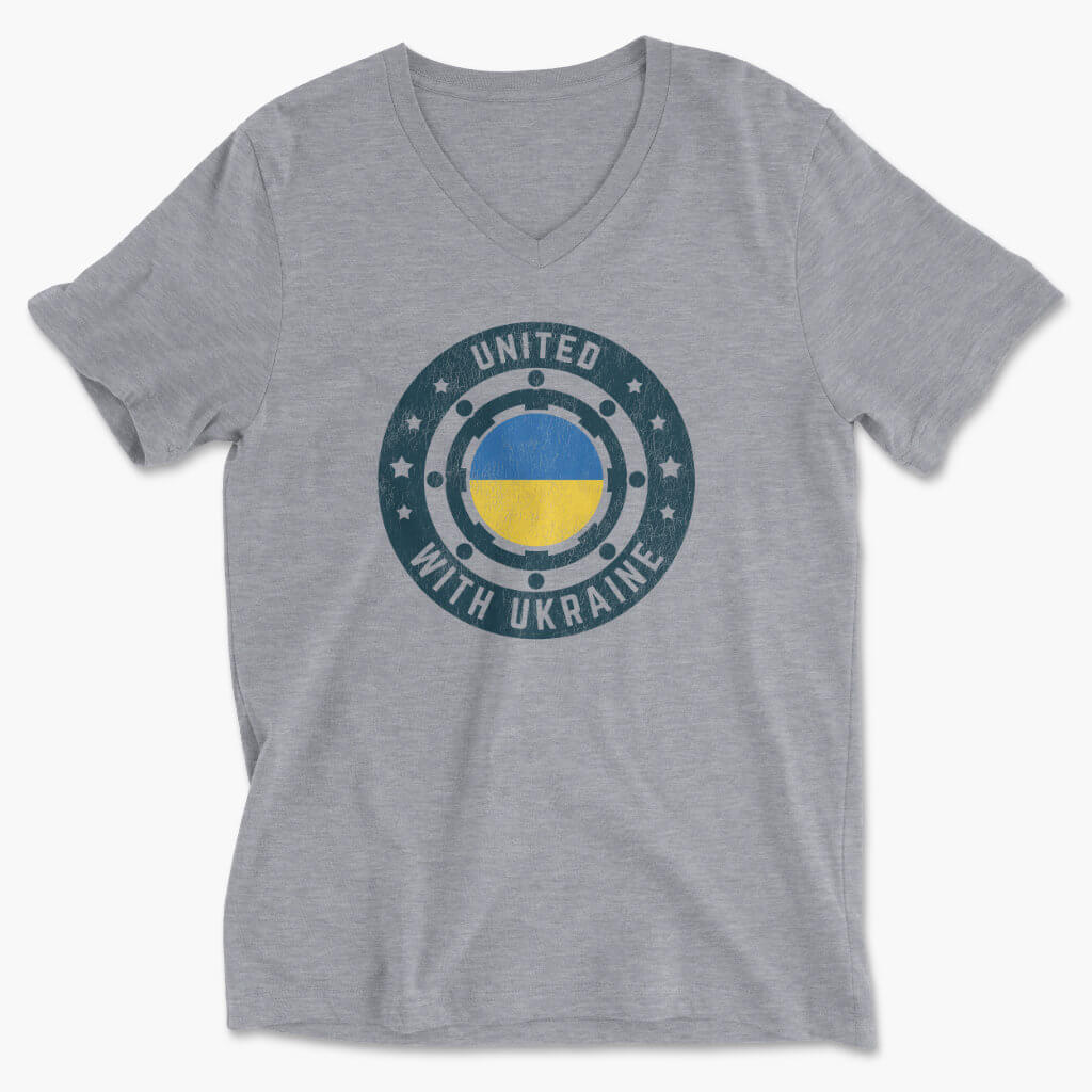 United with Ukraine V-Neck Tee - Emblem (Men's/Unisex)
